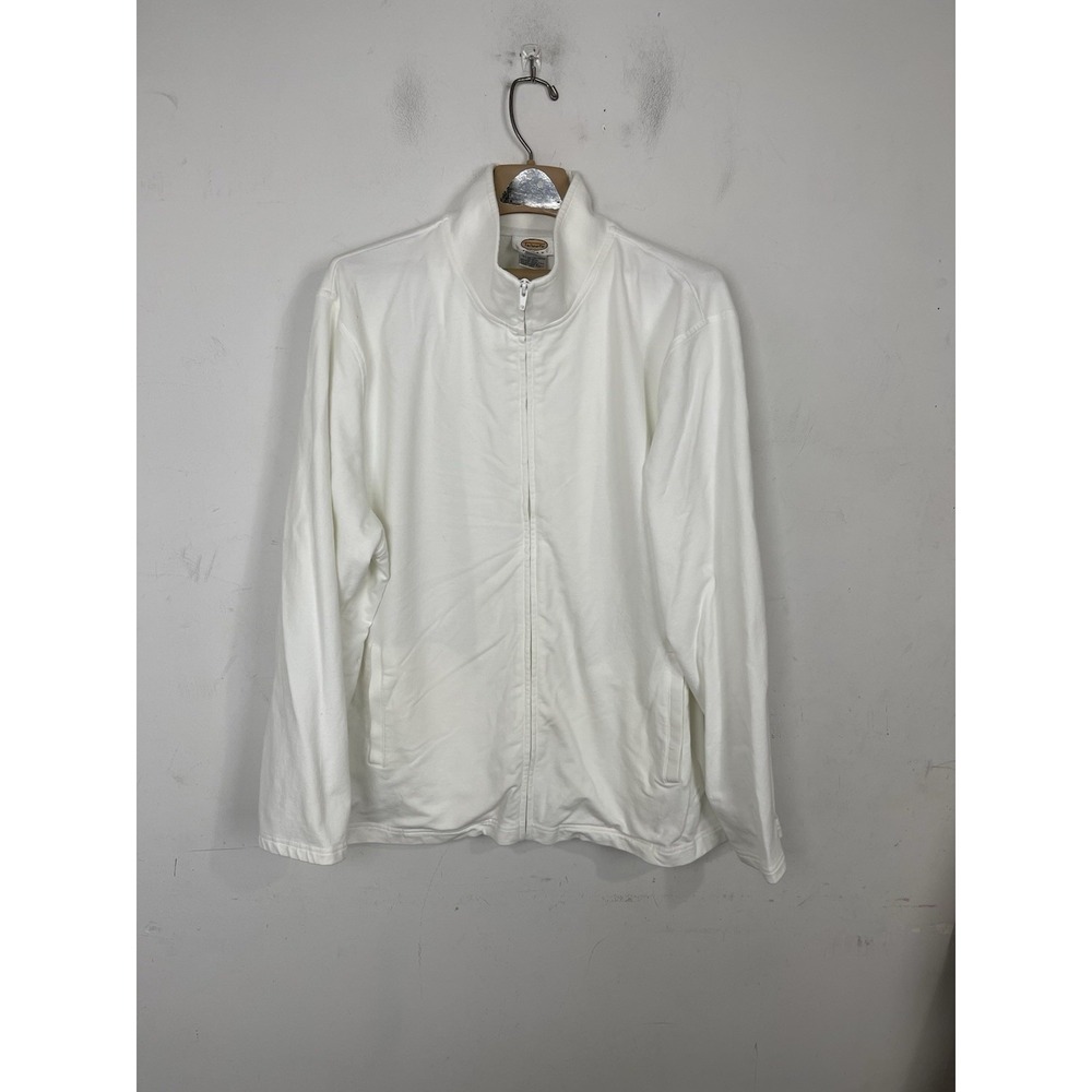 Talbots Womens Jacket 3X‎ Beachy Nautical Preppy Travel Athletic White Full Zip